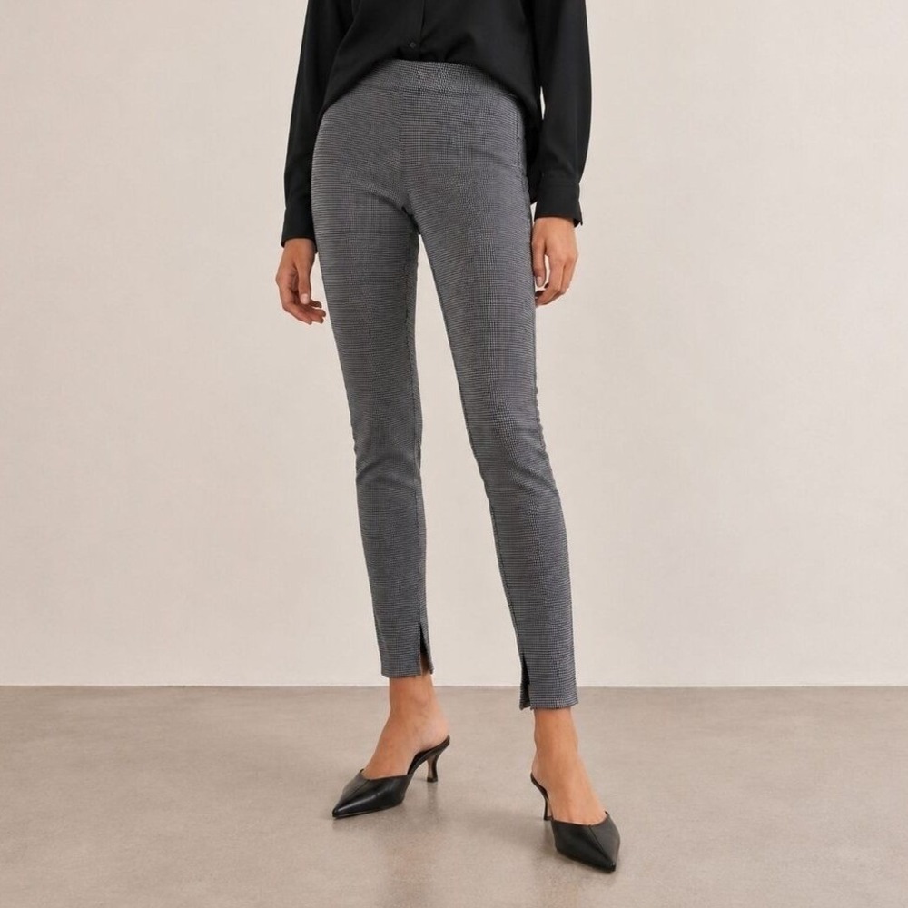 Theory Houndstooth Ponte Skinny Pants Women's Petite XS Black White Stretch